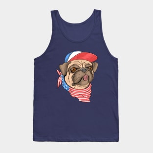 Pug dog USA flag Tank Top